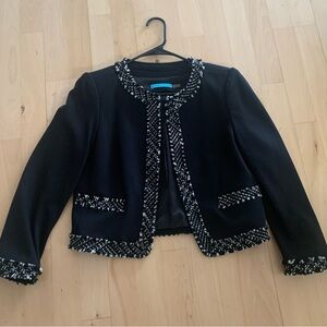 Alice + Olivia Black and White Tweed Blazer